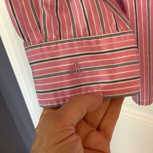 Lauren Ralph Lauren Pink Striped Button Down Shirt 💕💝❤ - Picture 3 of 5